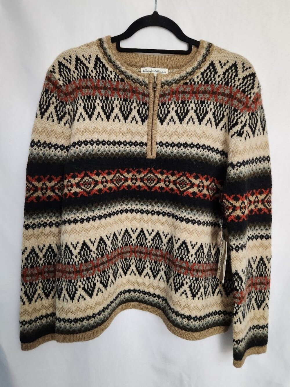Telluride Clothing Company Fair Isle Wool Sweater Quarter Zip L